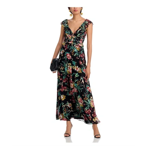 Aqua Boho Floral Maxi Dress Black / Green - Picture 4 of 6